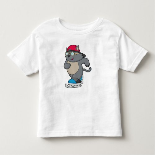 Cat as Ice Skater with Ice skates Toddler T_shirt
