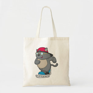 Cat as Ice Skater with Ice skates Tote Bag