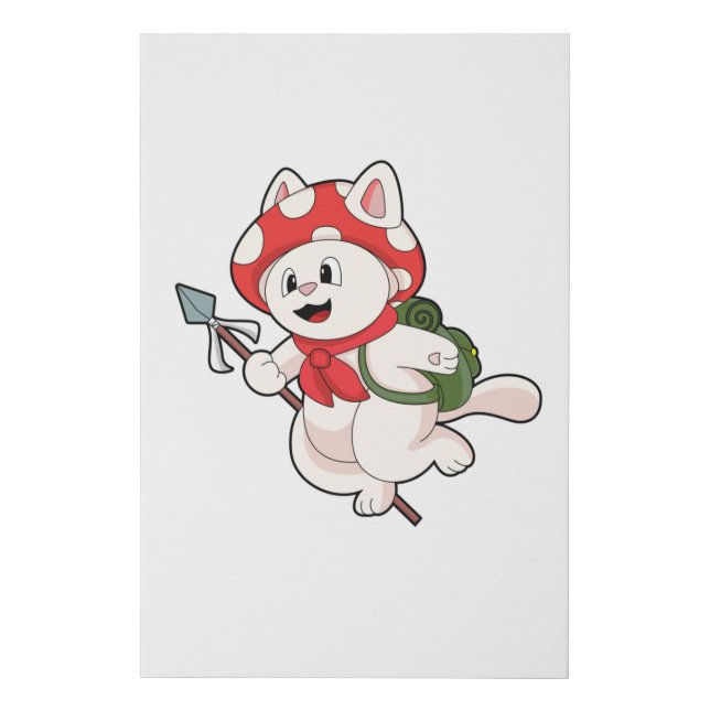 Cat as Mushroom picker with Mushroom Faux Canvas Print (Front)