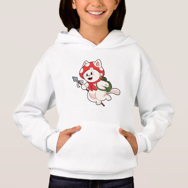 Cat as Mushroom picker with Mushroom Hoodie (Front)
