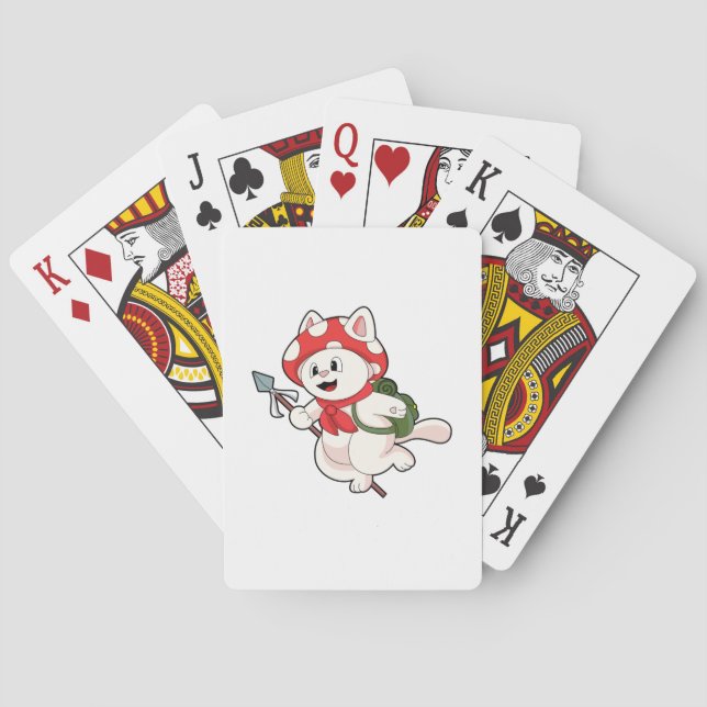 Cat as Mushroom picker with Mushroom Poker Cards (Back)