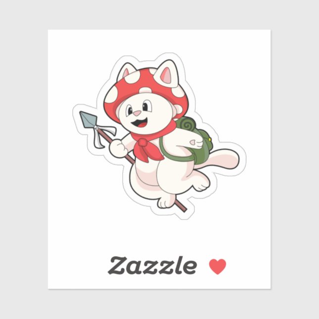 Cat as Mushroom picker with Mushroom Sticker (Sheet)