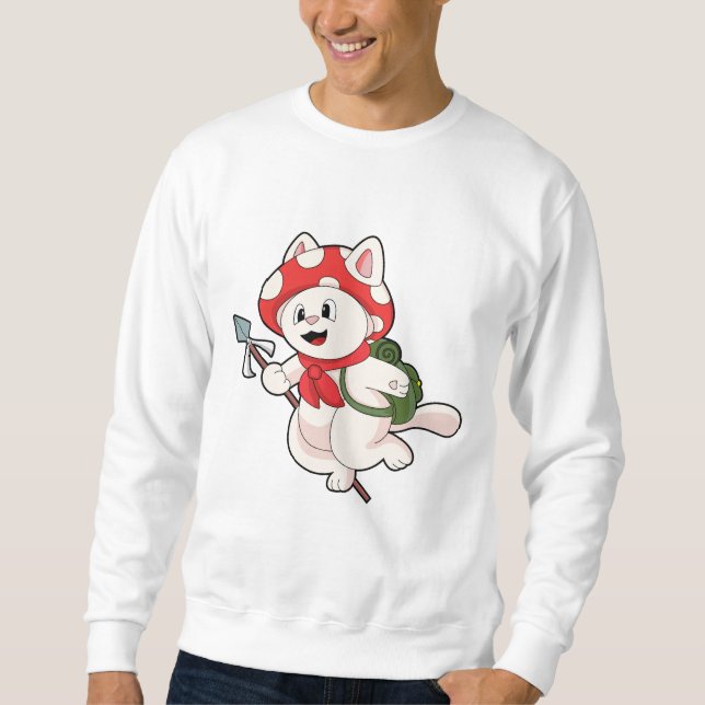 Cat as Mushroom picker with Mushroom Sweatshirt (Front)