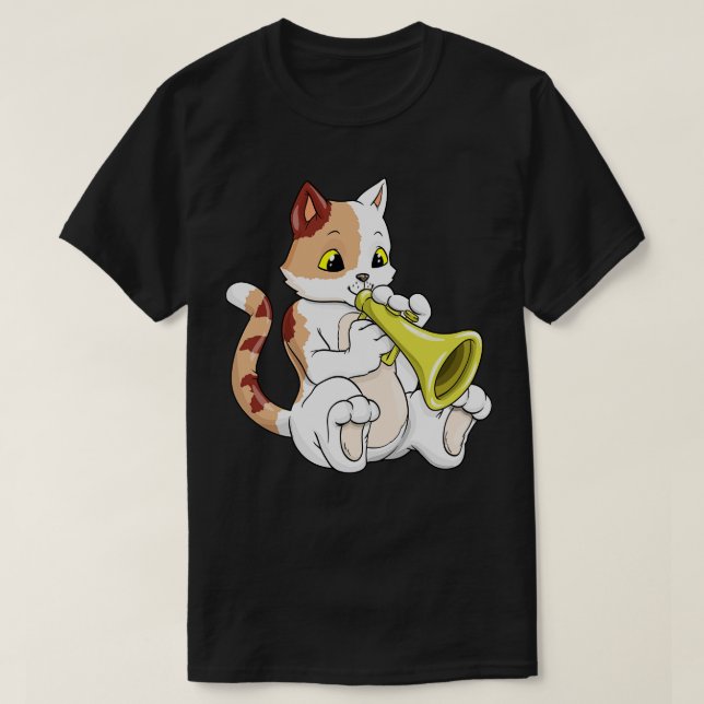 Cat as musician with trumpet T-Shirt (Design Front)