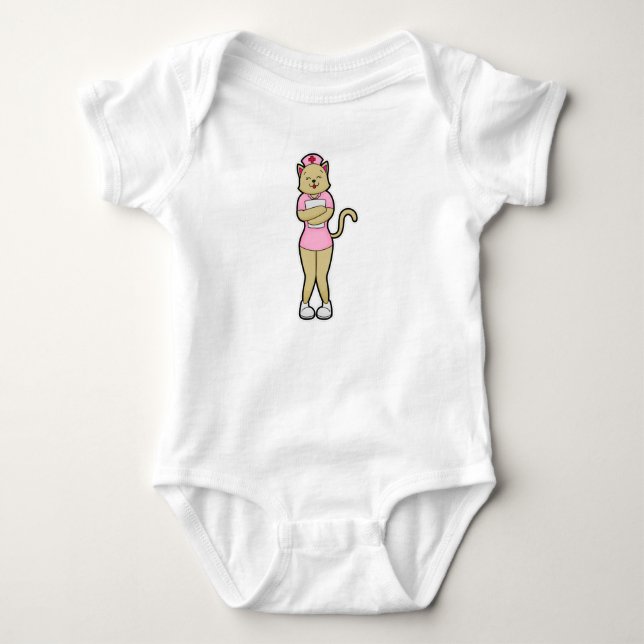 Cat as Nurse with Medical List Baby Bodysuit (Front)