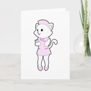 Cat as Nurse with Notepad Card