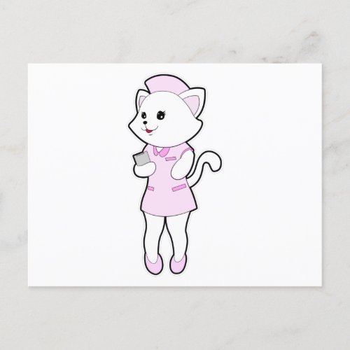 Cat as Nurse with Notepad Postcard