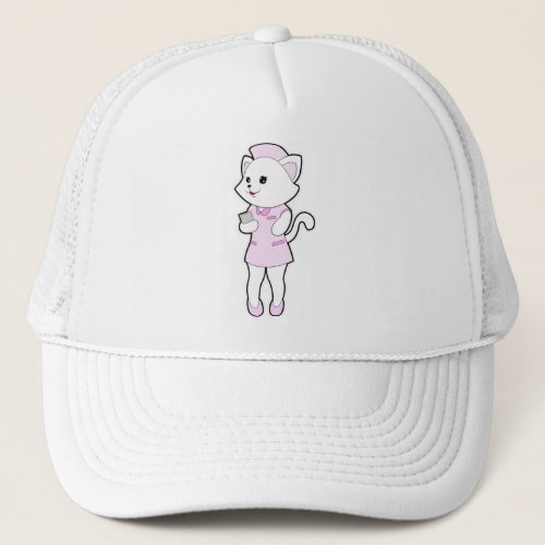 Cat as Nurse with Notepad Trucker Hat