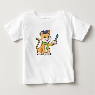 Cat as Painter with Brush & Scarf Baby T-Shirt