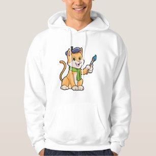 Cat as Painter with Brush & Scarf Hoodie