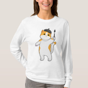 Cat as Painter with Paint brush T-Shirt