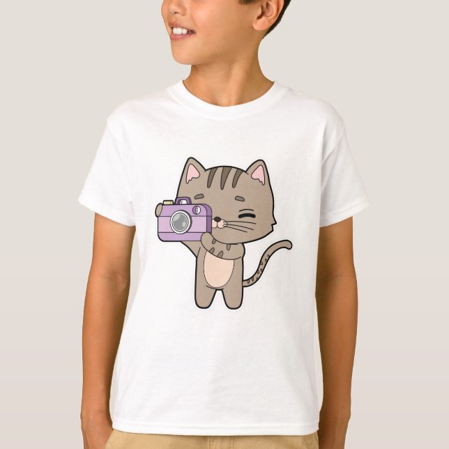 Cat as Photographer with Camera T-Shirt (Front)