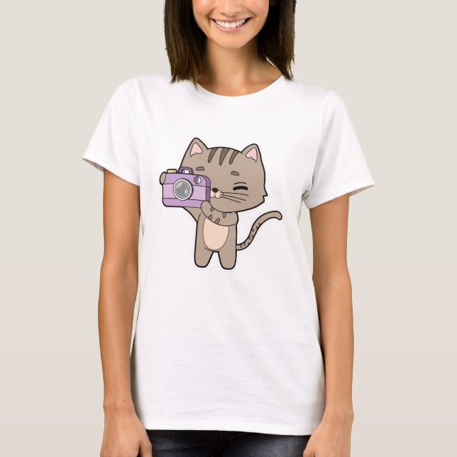 Cat as Photographer with Camera T-Shirt (Front)