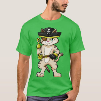 Cat as pirate with dagger and saber T-Shirt