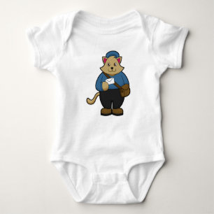Cat as Postman with Envelope & Bag Baby Bodysuit