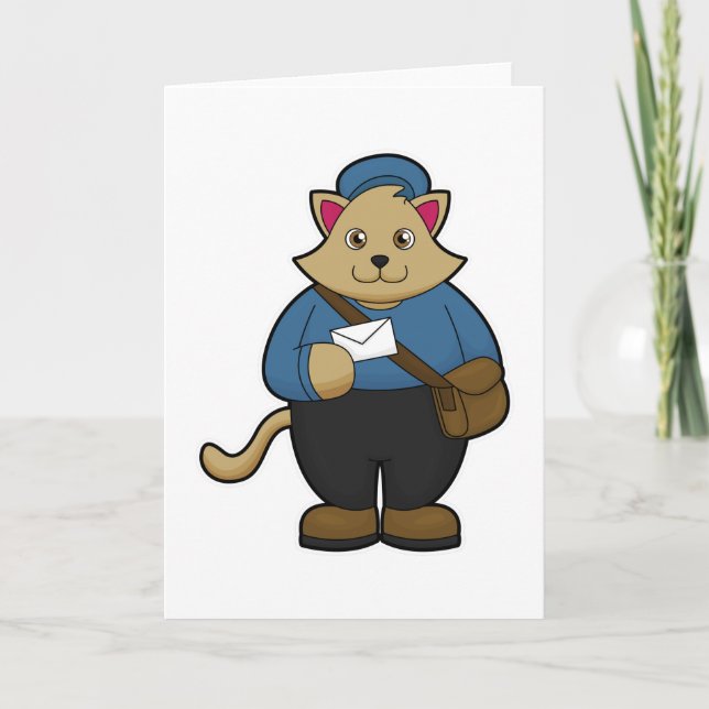Cat as Postman with Envelope & Bag Card (Front)