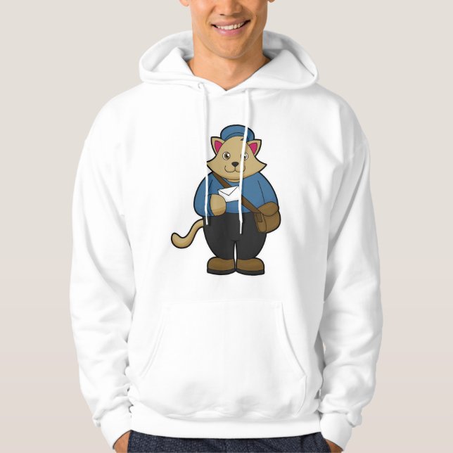Cat as Postman with Envelope & Bag Hoodie (Front)