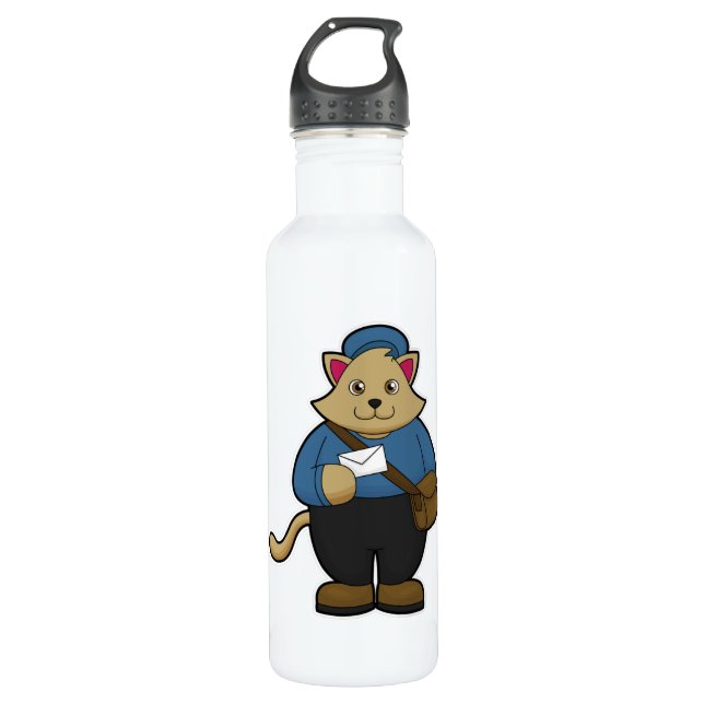 Cat as Postman with Envelope & Bag Stainless Steel Water Bottle (Front)