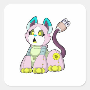 Cat as Robot Square Sticker