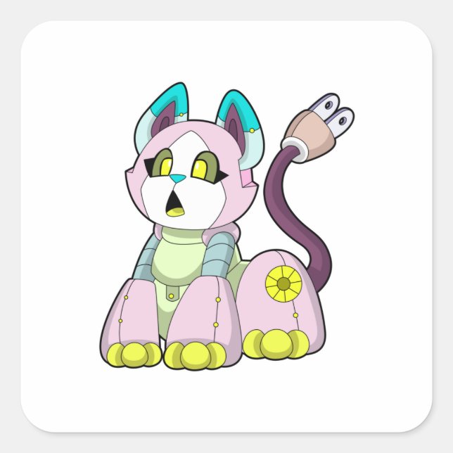 Cat as Robot Square Sticker (Front)