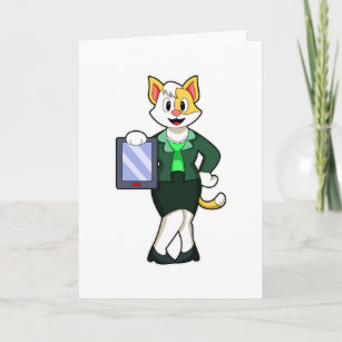 Cat as Secretary with Blouse & Skirt Card