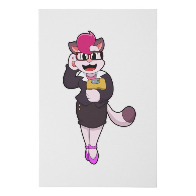 Cat as Secretary with Notepad Faux Canvas Print (Front)