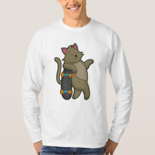 Cat as Skater with Skateboard T-Shirt