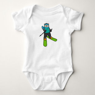 Cat as Skier with Ski Baby Bodysuit