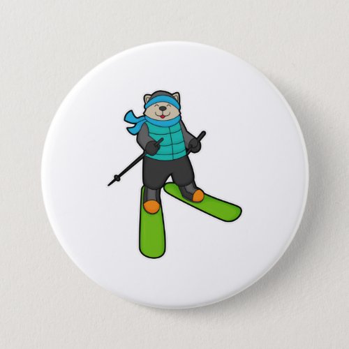 Cat as Skier with Ski Button