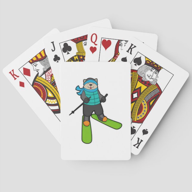 Cat as Skier with Ski Poker Cards (Back)