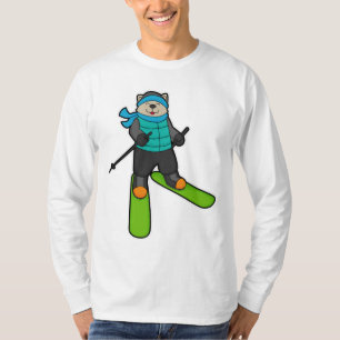 Cat as Skier with Ski T-Shirt