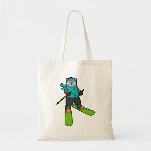 Cat as Skier with Ski Tote Bag