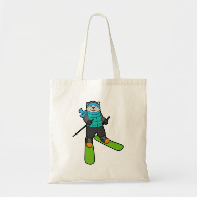 Cat as Skier with Ski Tote Bag (Front)