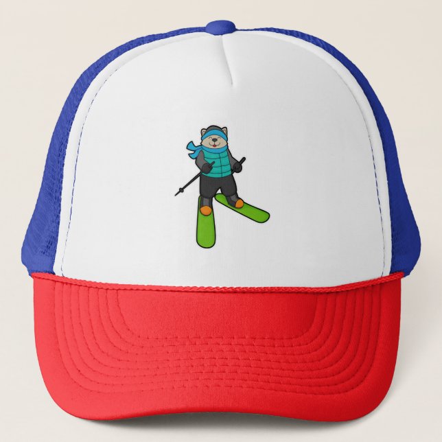 Cat as Skier with Ski Trucker Hat (Front)