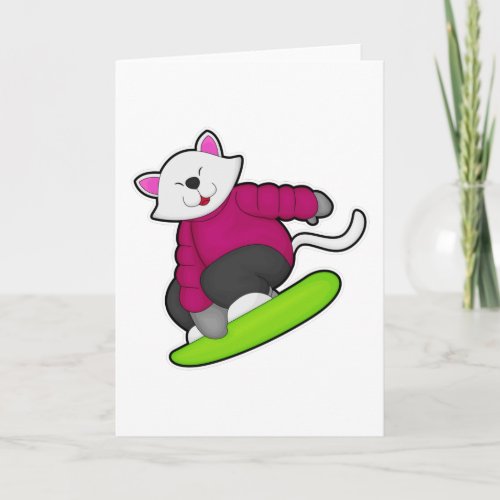 Cat as Snowboarder with Snowboard Card