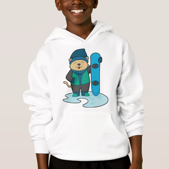 Cat as Snowboarder with Snowboard Hoodie (Front)