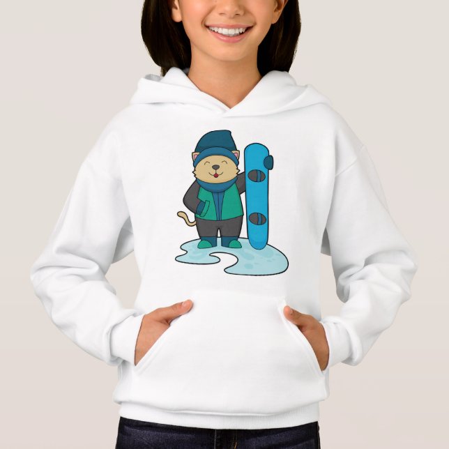 Cat as Snowboarder with Snowboard Hoodie (Front)
