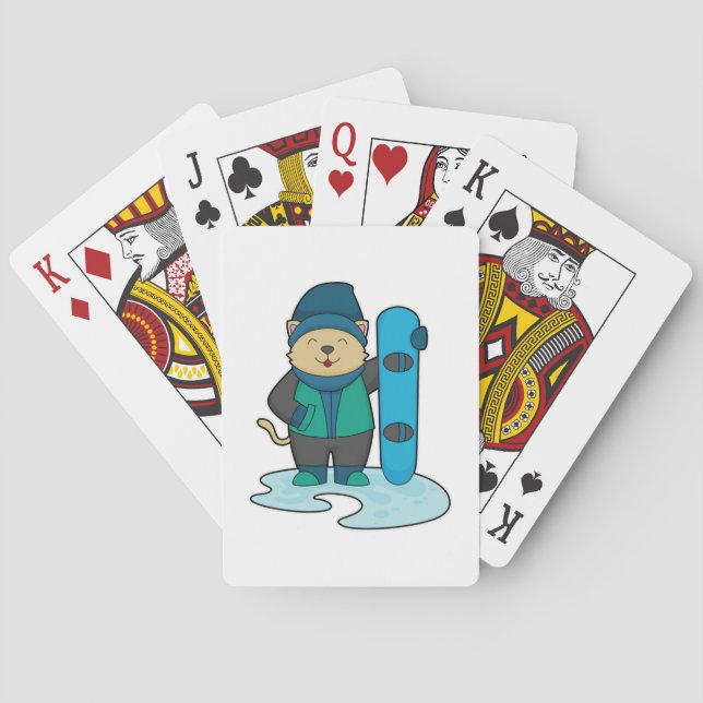 Cat as Snowboarder with Snowboard Poker Cards (Back)