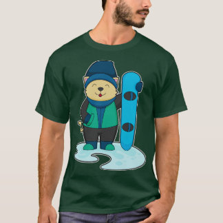 Cat as Snowboarder with Snowboard T-Shirt