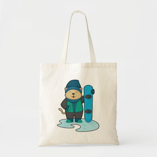 Cat as Snowboarder with Snowboard Tote Bag (Front)