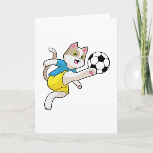 Cat as Soccer player with Soccer ball Card