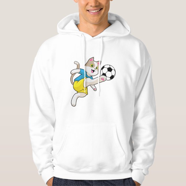 Cat as Soccer player with Soccer ball Hoodie (Front)