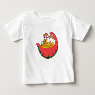Cat as Surfer with Watermelon Baby T-Shirt