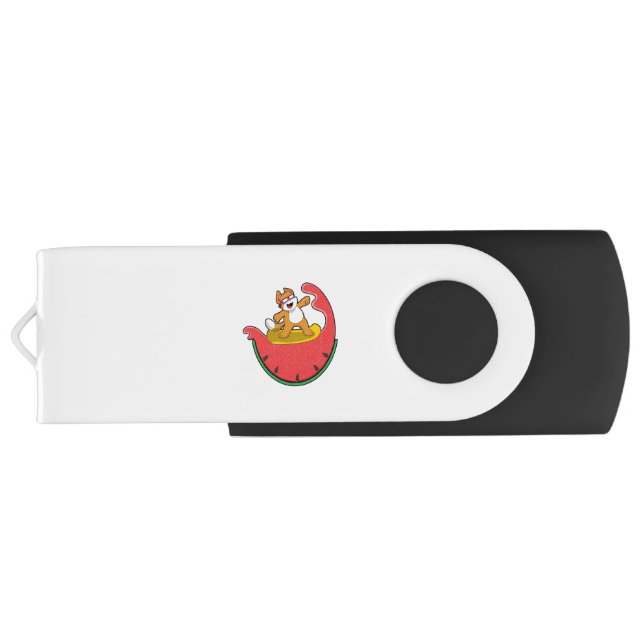 Cat as Surfer with Watermelon Flash Drive (Back)