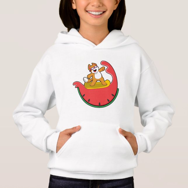 Cat as Surfer with Watermelon Hoodie (Front)