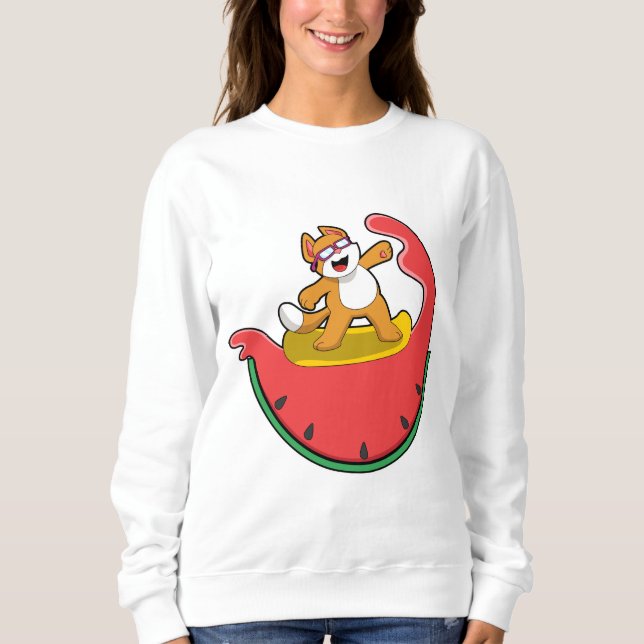 Cat as Surfer with Watermelon Sweatshirt (Front)