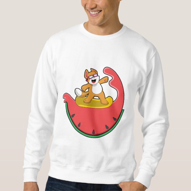 Cat as Surfer with Watermelon Sweatshirt (Front)