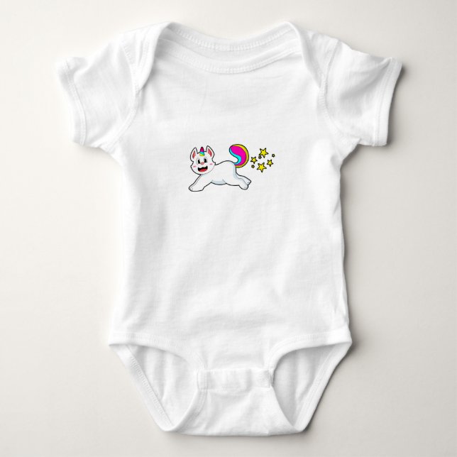 Cat as Unicorn Baby Bodysuit (Front)