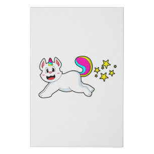 Cat as Unicorn Faux Canvas Print