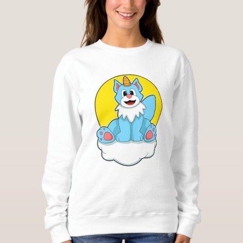 Cat as Unicorn on Clouds  Sun Sweatshirt